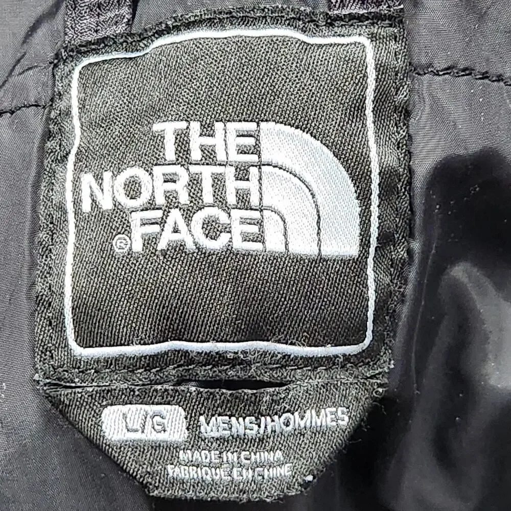 North Face Instigator Jacket Mens Large Gray Pinstripe Hooded Full Zip Insulated
